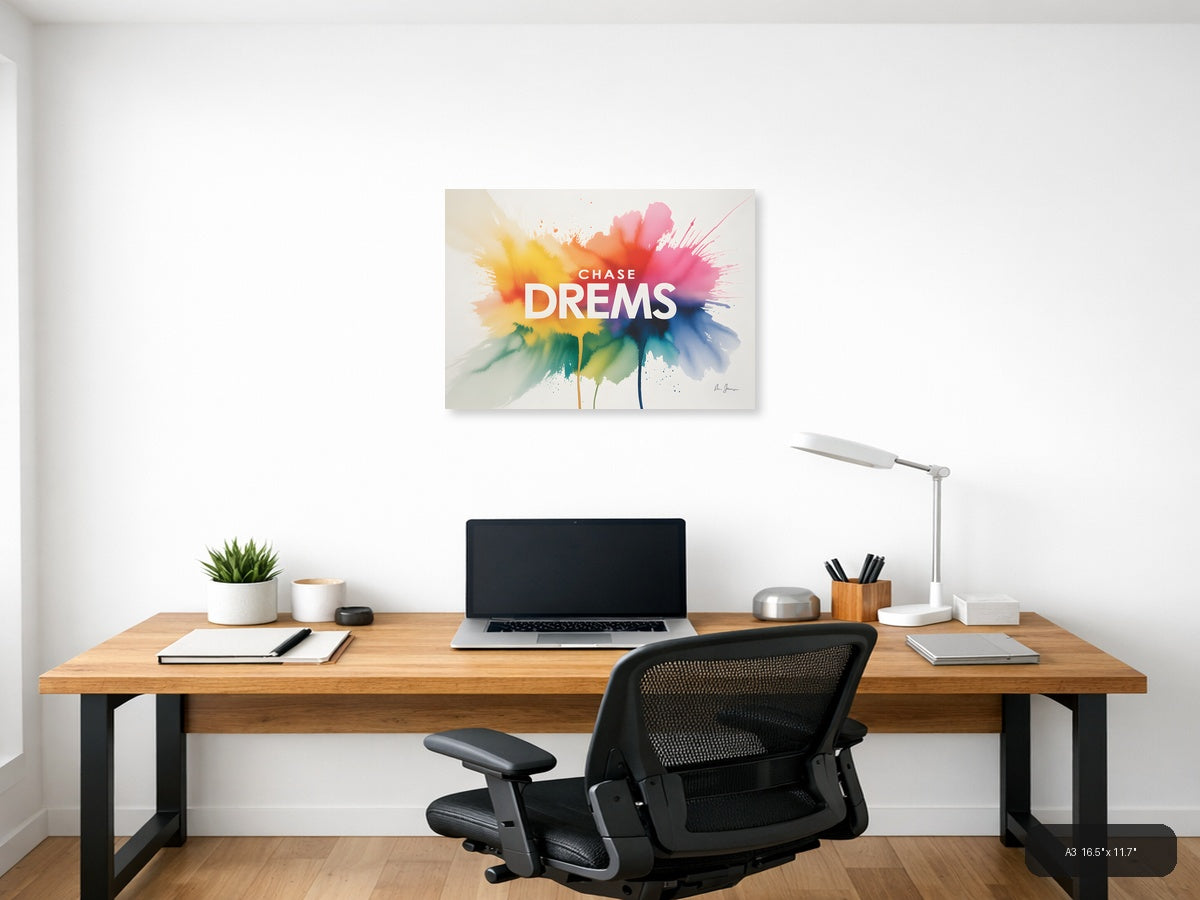 Chase Dreams Watercolor Flower Wall Art — A3 / Office