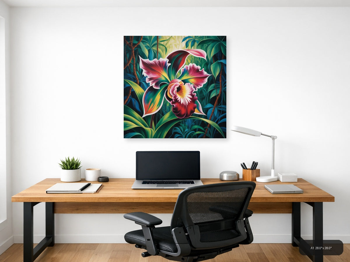 Vibrant Orchid Tropical Botanical Abstract Wall Art — A1 / Office
