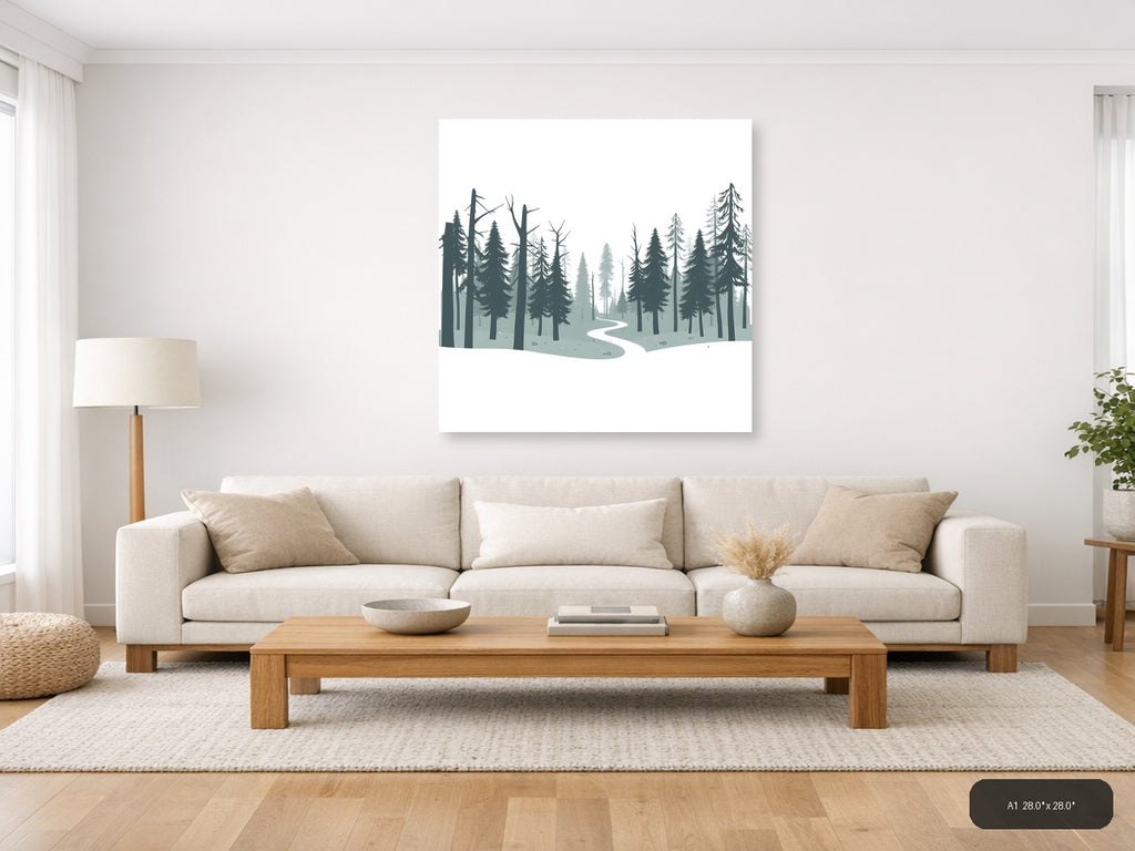 Minimalist Forest Path Canvas Wall Art — A1 / Living Room
