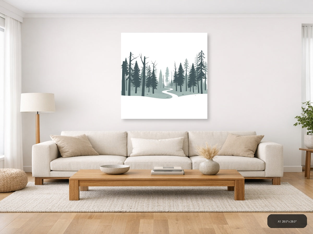 Minimalist Forest Path Canvas Wall Art — A1 / Living Room