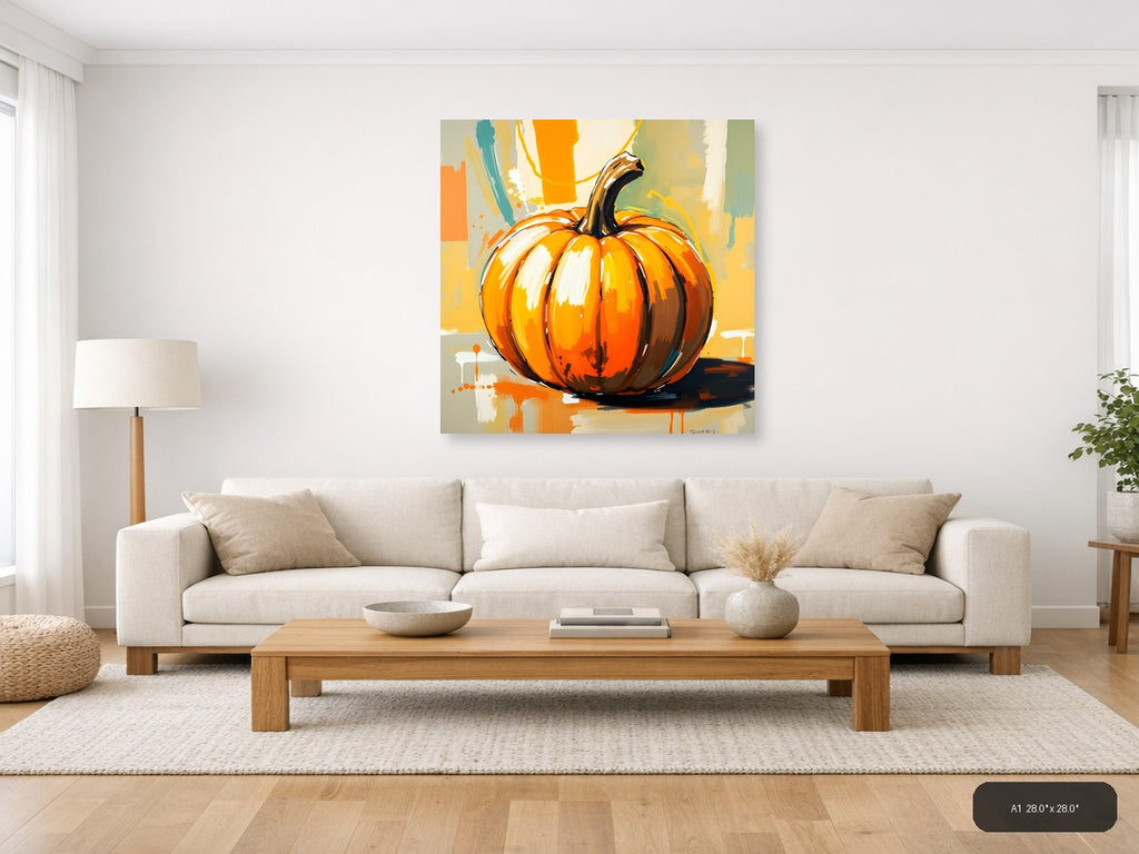 Abstract Orange Pumpkin Modern Painting Wall Art — A1 / Living Room