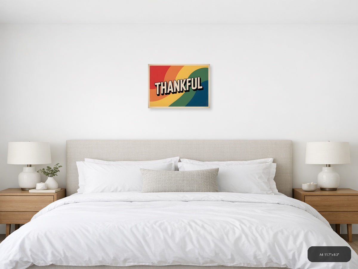 Thankful — Vintage (Landscape) Canvas Print | Vintage Wall Art | A4 A3 A2 A1 — A4 / Bedroom
