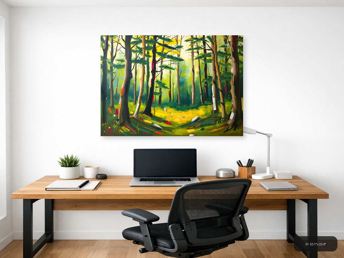 Abstract Forest Landscape with Vibrant Trees Wall Art — A1 / Office