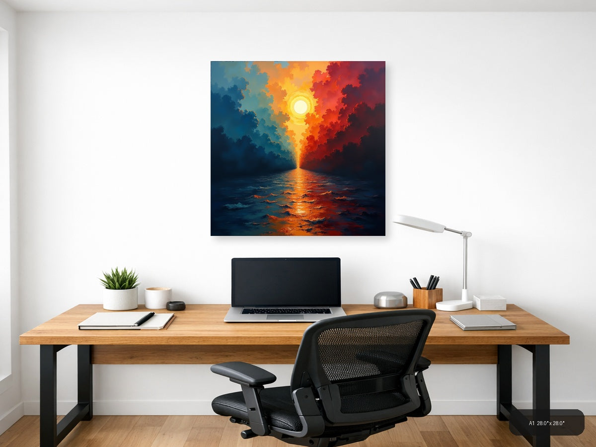 Abstract Sunrise Over Ocean - Dramatic Sky Wall Art — A1 / Office