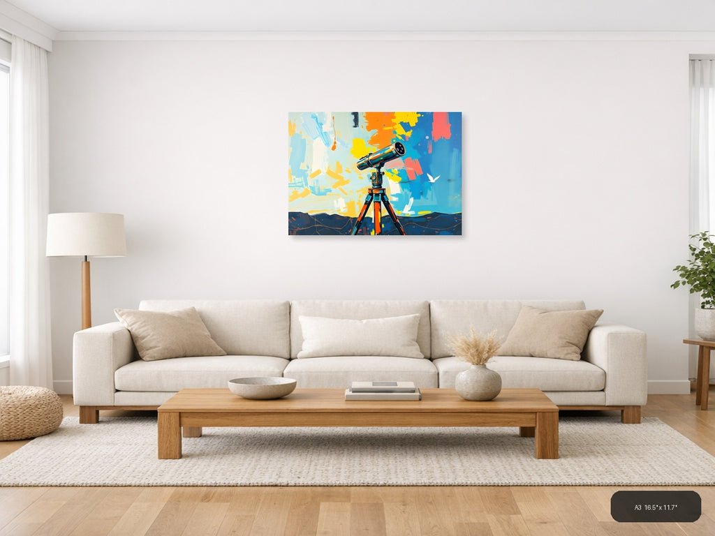 Colorful Telescope Abstract Art Print Wall Art — A3 / Living Room