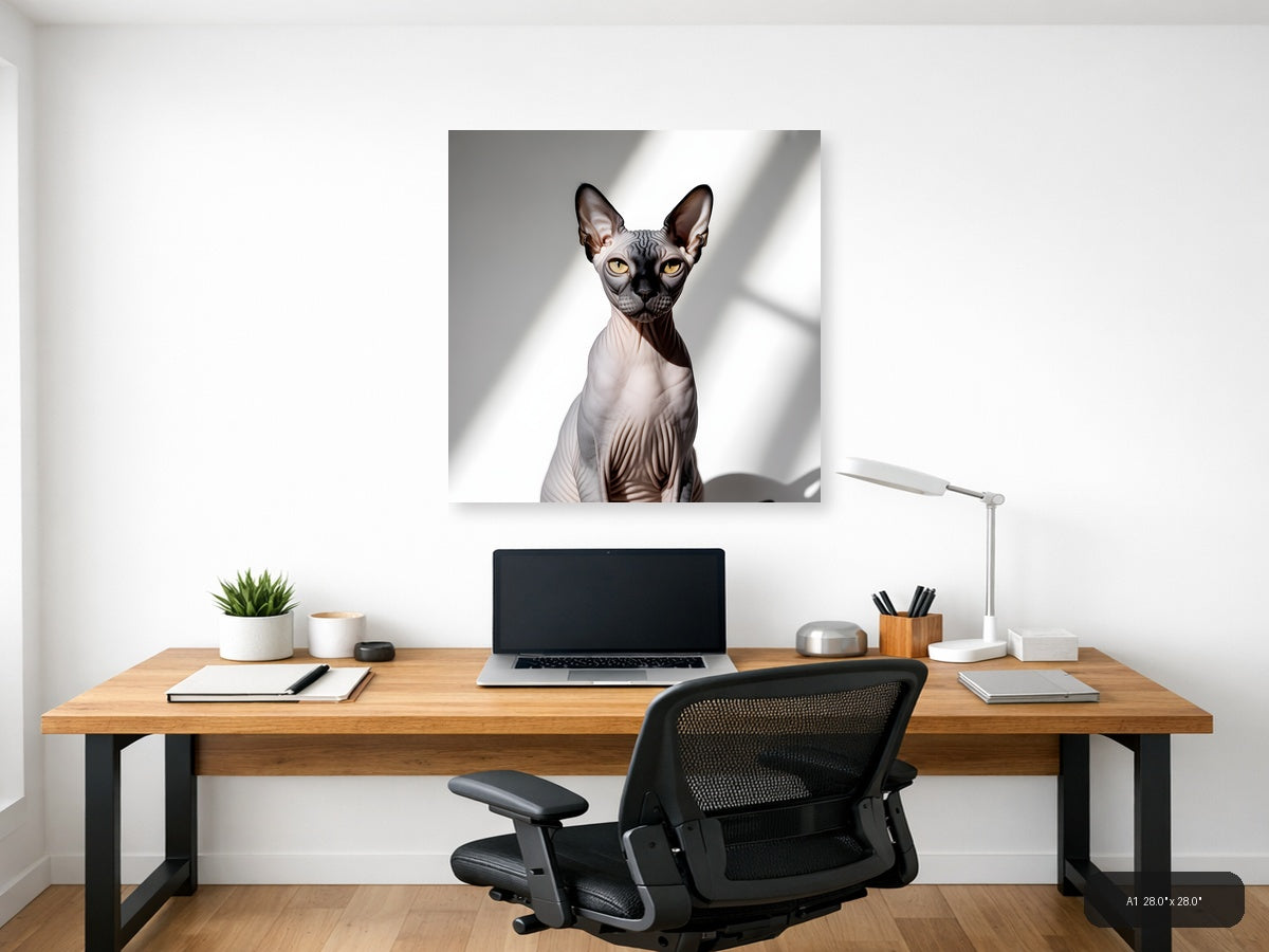 Sphynx Cat Portrait Minimalist Wall Art — A1 / Office