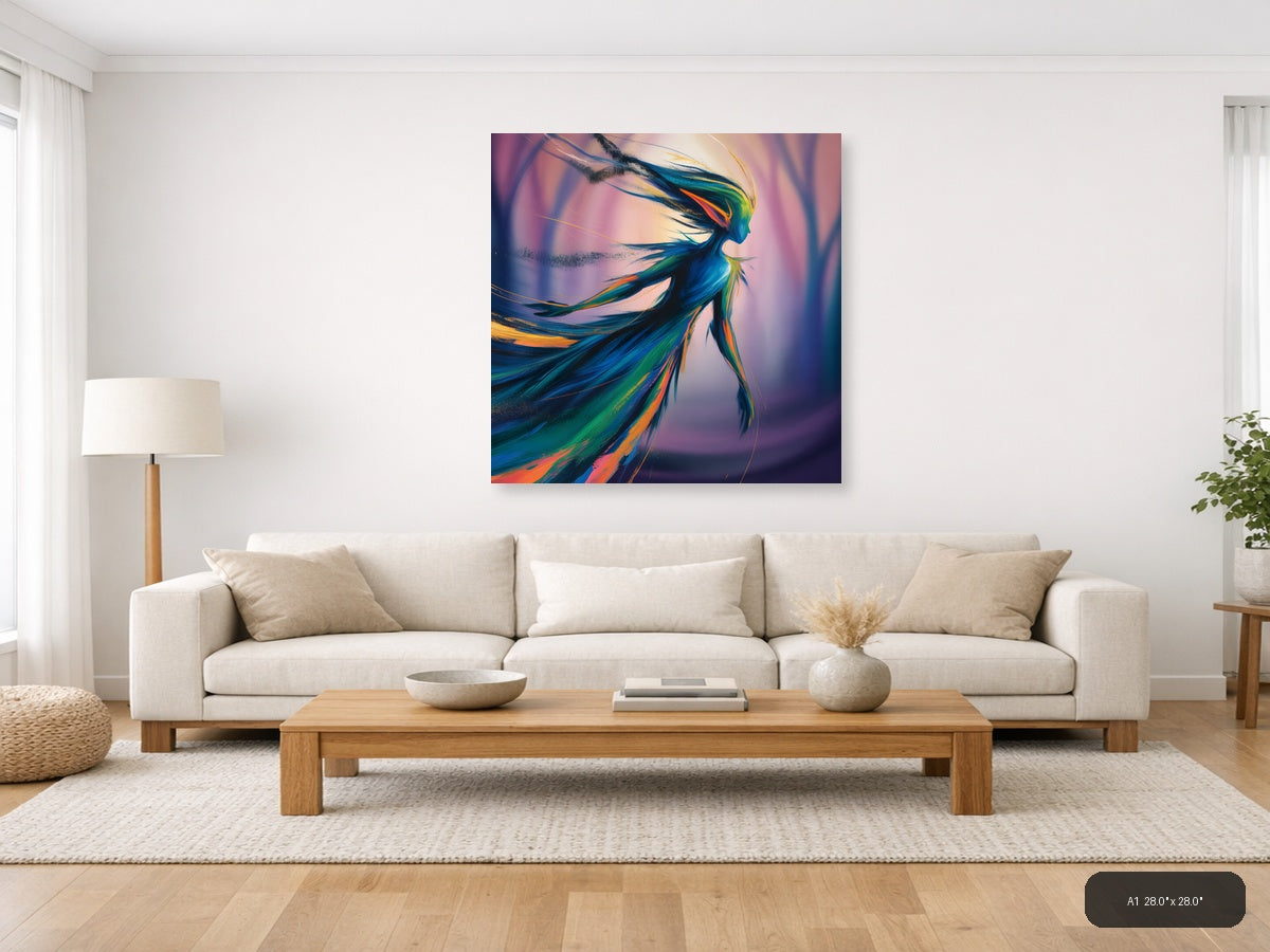 Colorful Abstract Woman Silhouette Wind Flow Wall Art — A1 / Living Room