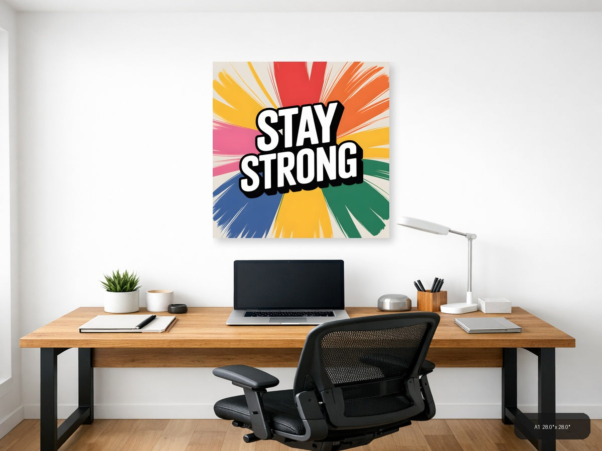Stay Strong Motivational Abstract Radiant Wall Art — A1 / Office