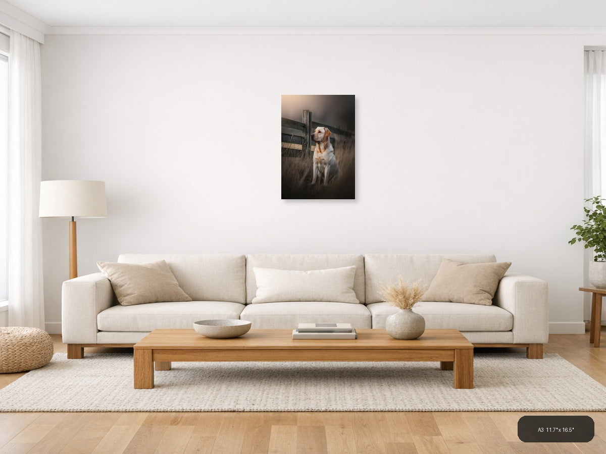 Golden Labrador by Rustic Fence Photography Wall Art — A3 / Living Room