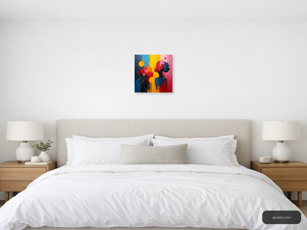 Colorful Abstract Silhouettes Communication Wall Art — A4 / Bedroom