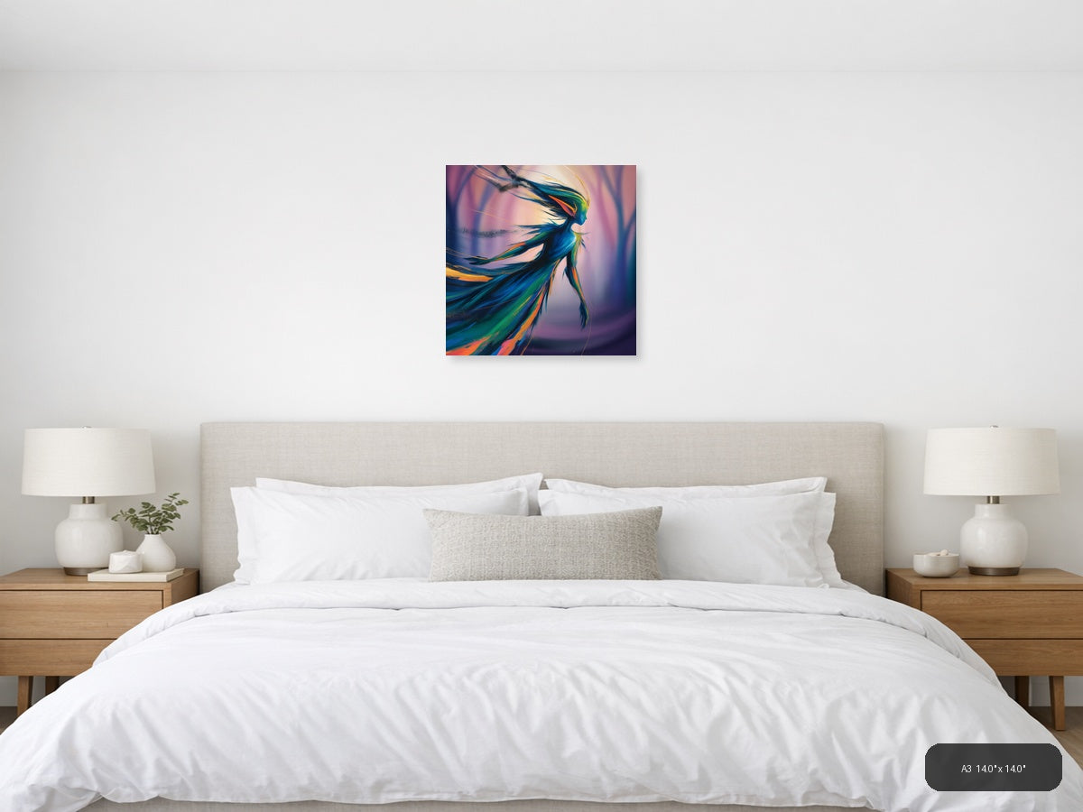Colorful Abstract Woman Silhouette Wind Flow Wall Art — A3 / Bedroom