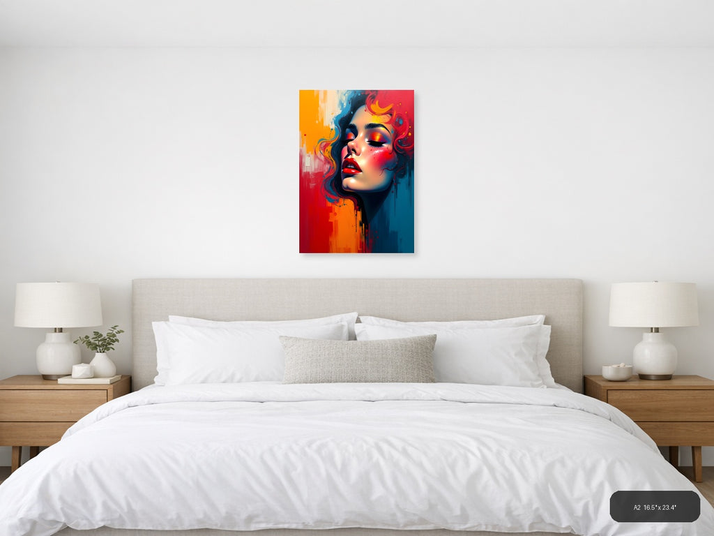 Colorful Abstract Portrait Woman Face Wall Art — A2 / Bedroom