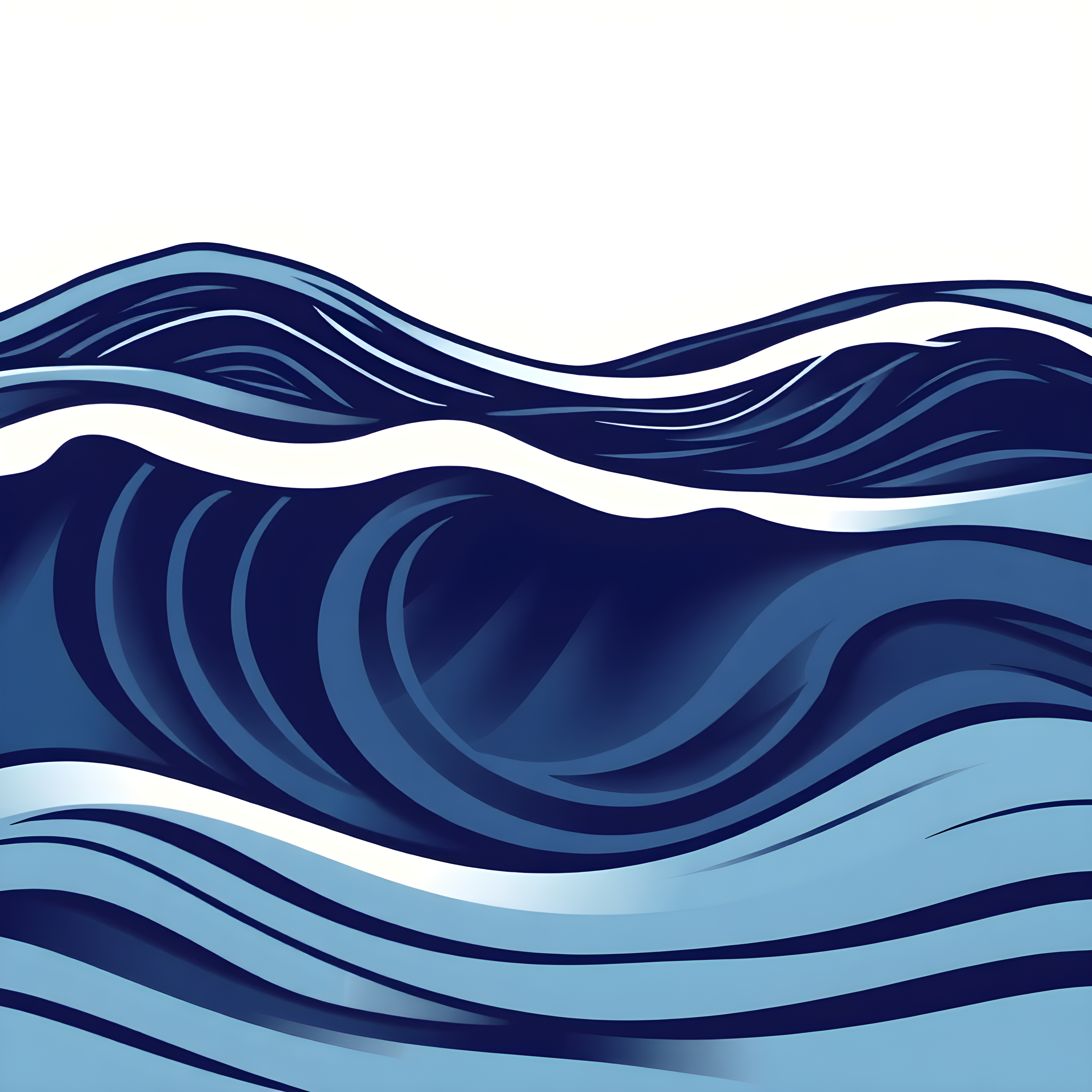Abstract Ocean Waves Minimalist Blue Wall Art