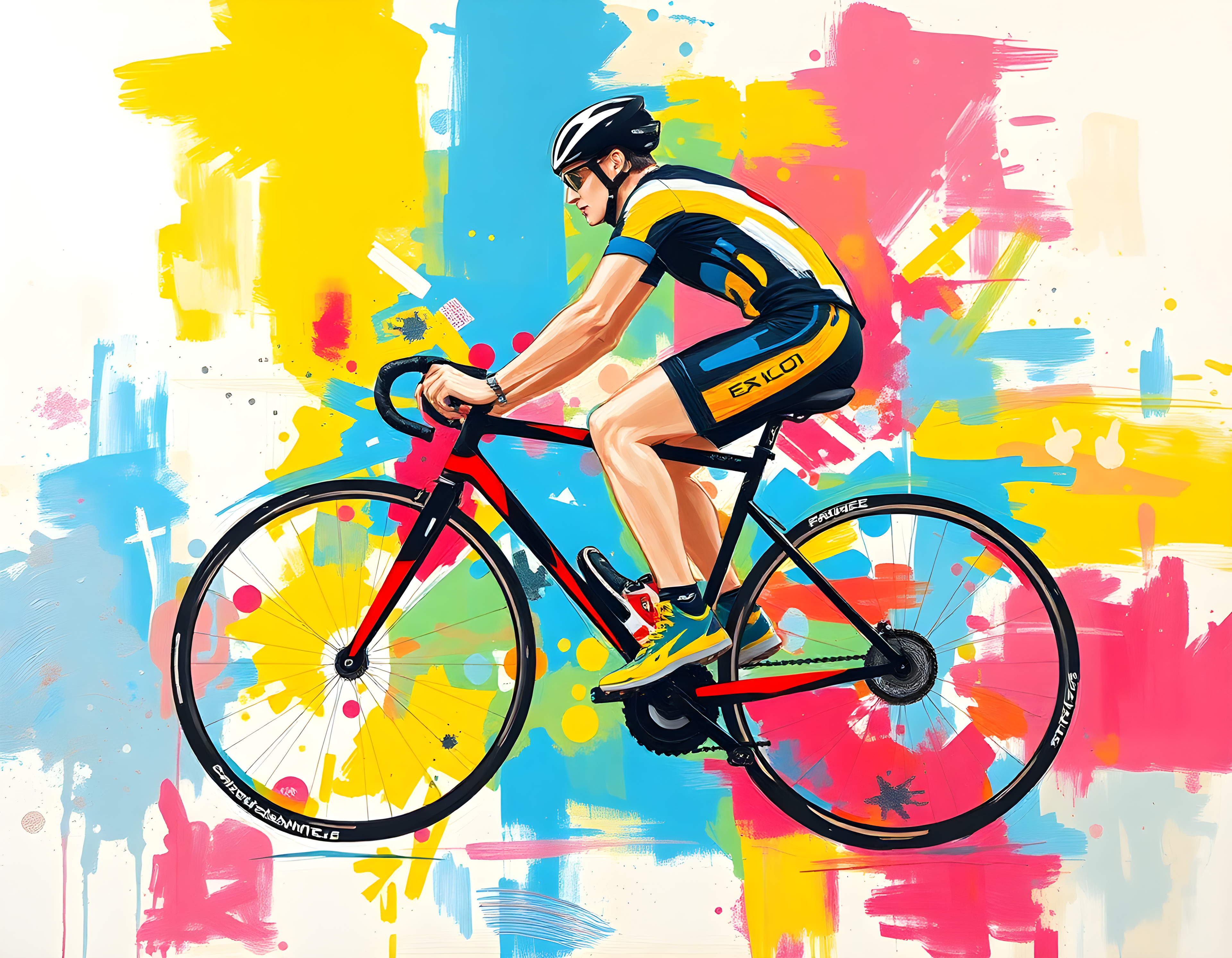 Colorful Cyclist Abstract Pop Art Wall Art