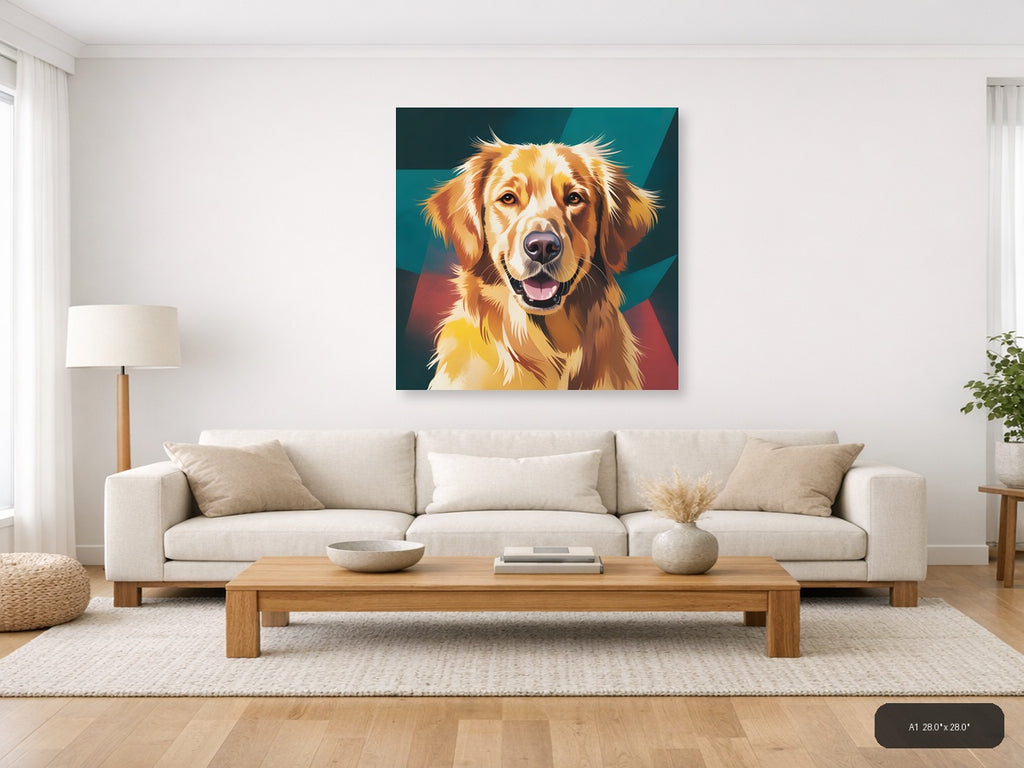 Golden Retriever Pop Art Portrait - Abstract Wall Art — A1 / Living Room