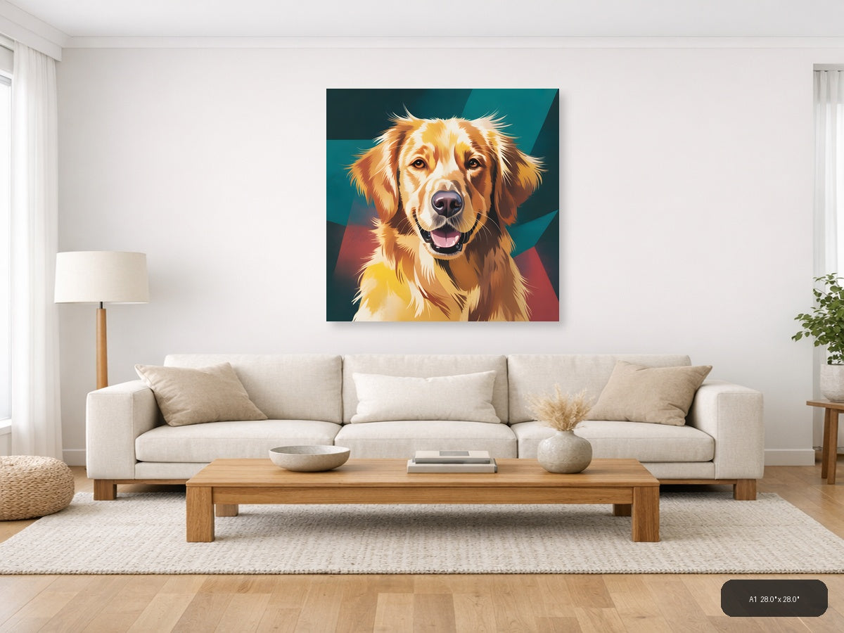 Golden Retriever Pop Art Portrait - Abstract Wall Art — A1 / Living Room