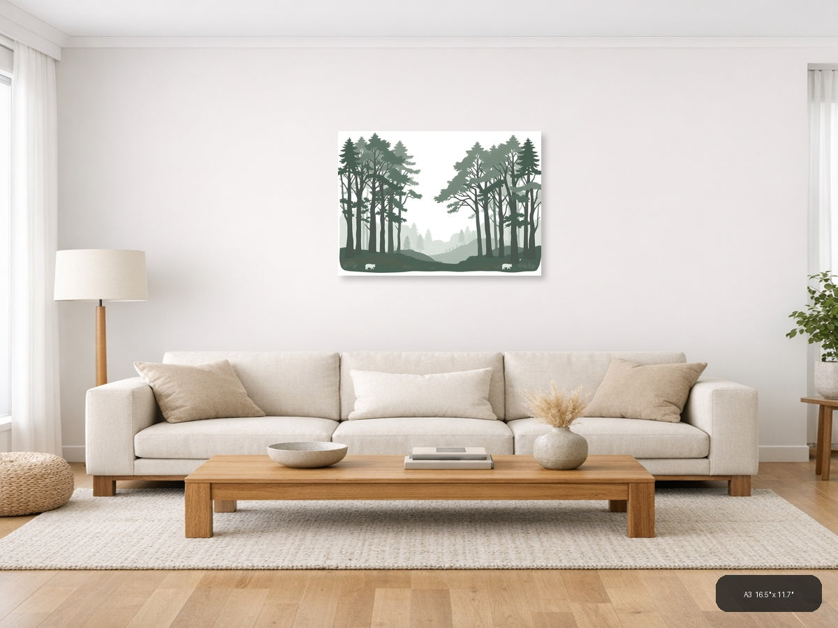 Minimalist Forest Path Landscape Wall Art — A3 / Living Room