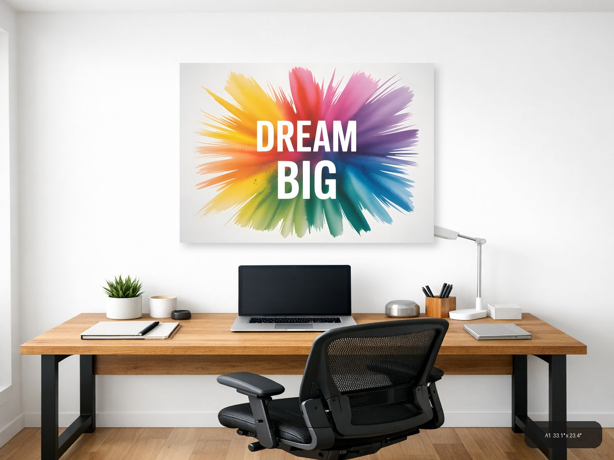Dream Big Watercolor Burst Motivational Wall Art — A1 / Office