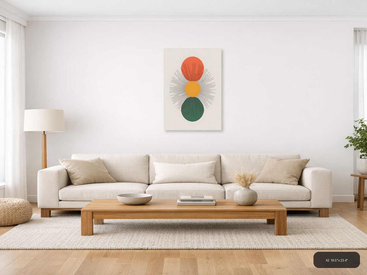 Abstract Stacked Circles Line Art - Modern Wall Art — A2 / Living Room