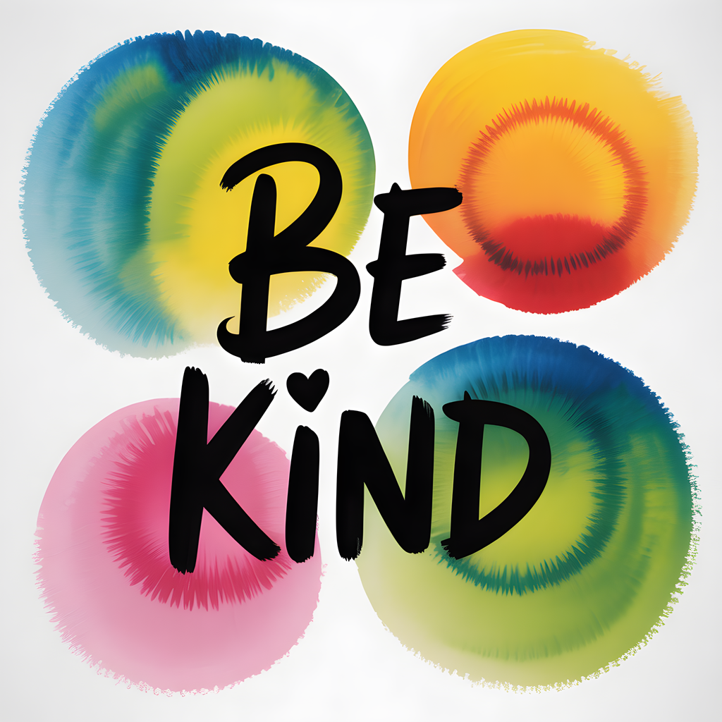 Be Kind Watercolor Circles Colorful Motivational Wall Art