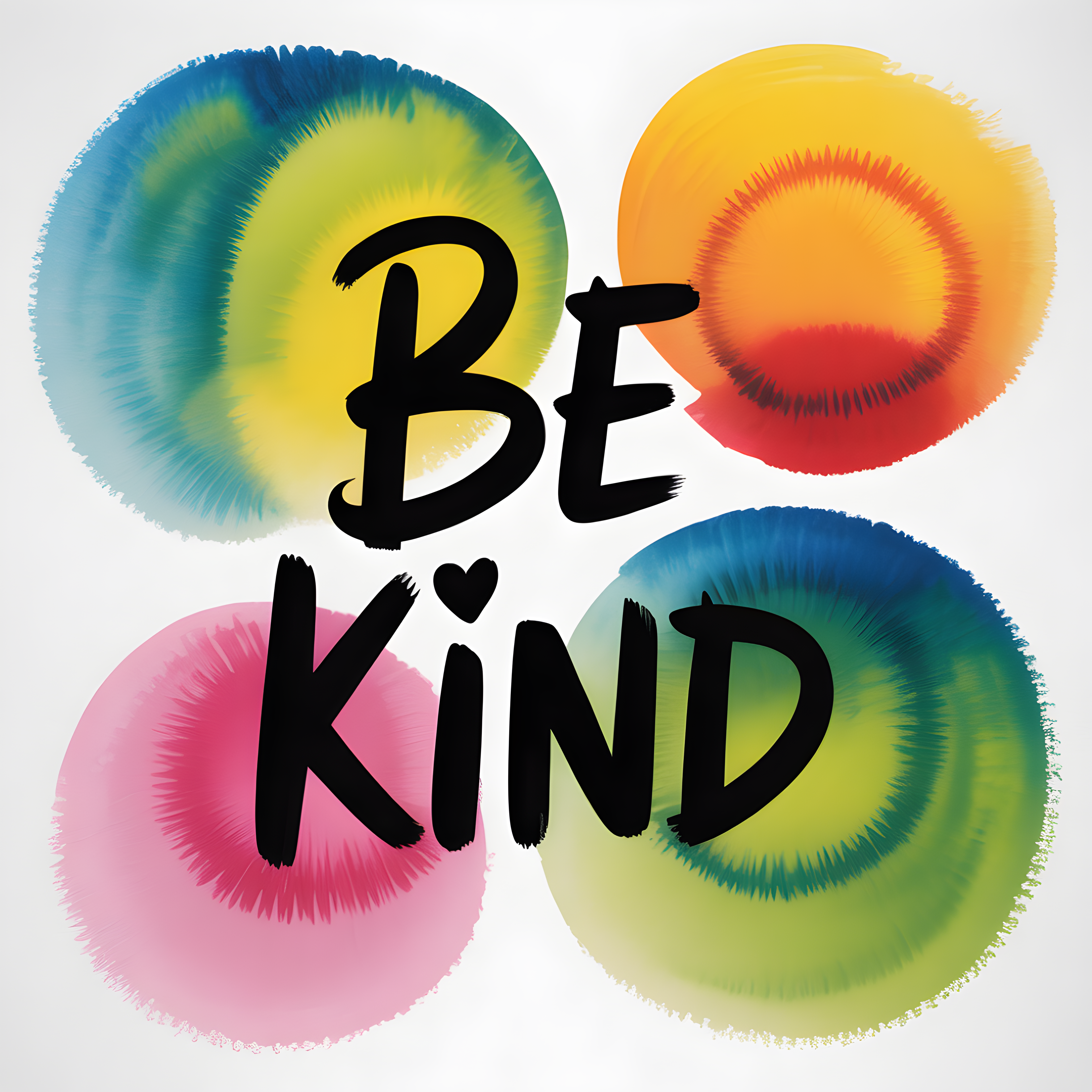 Be Kind Watercolor Circles Colorful Motivational Wall Art