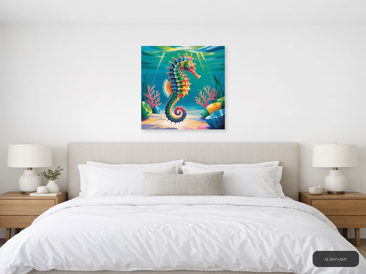 Seahorse — Abstract (Square) Canvas Print | Abstract Wall Art | A4 A3 A2 A1 — A2 / Bedroom