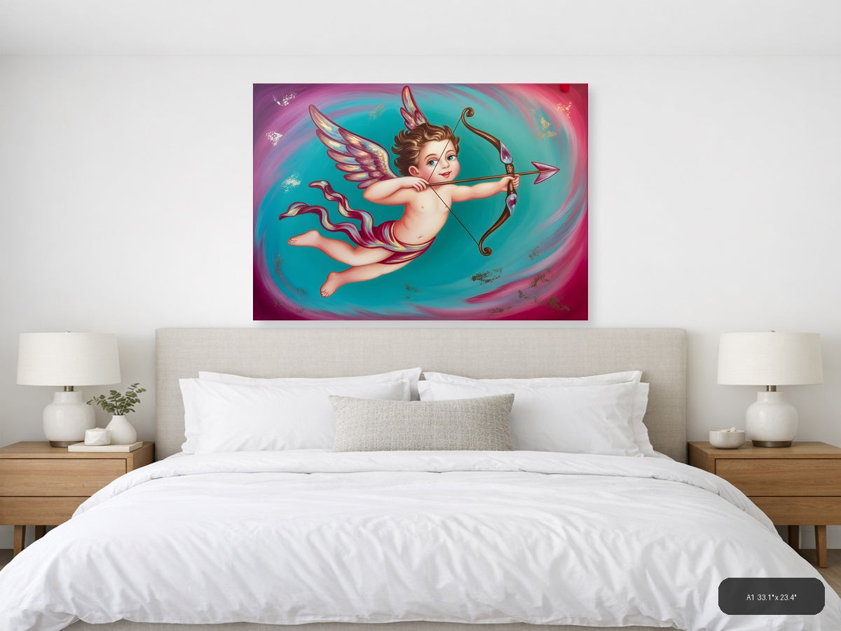 Cherub Cupid with Bow Arrow Abstract Wall Art — A1 / Bedroom