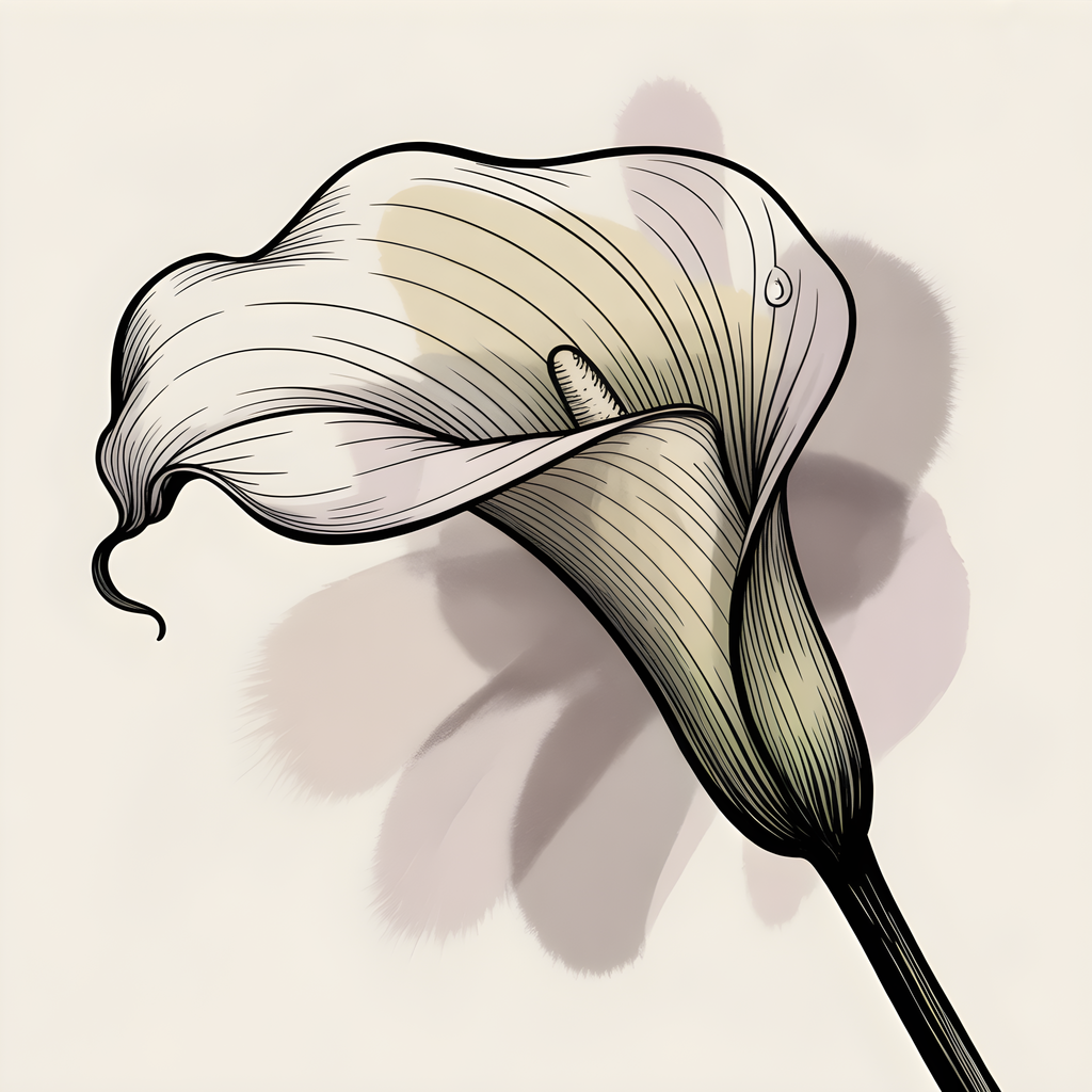 Elegant Lily Flower Line Art Drawing Wall Art