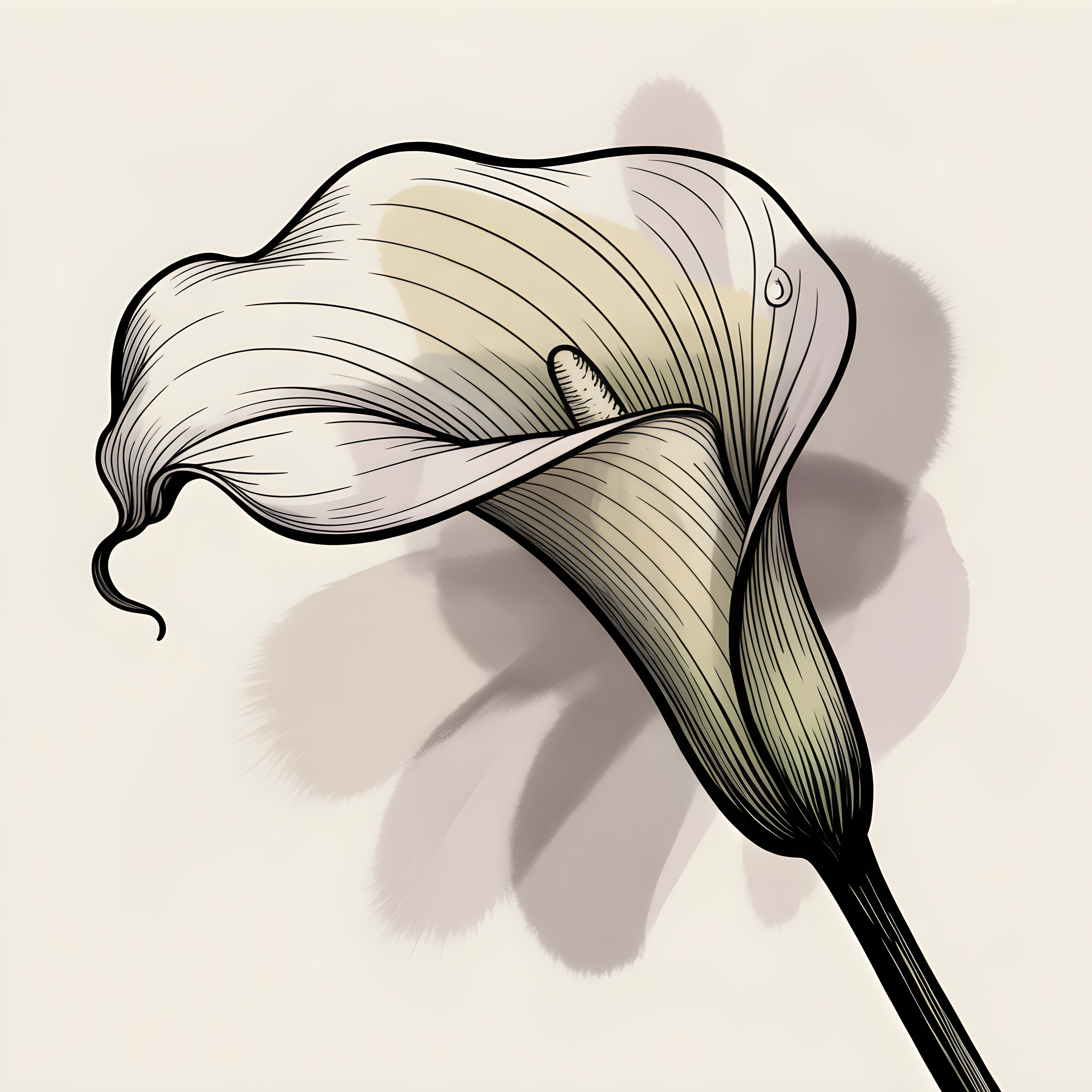 Elegant Lily Flower Line Art Drawing Wall Art