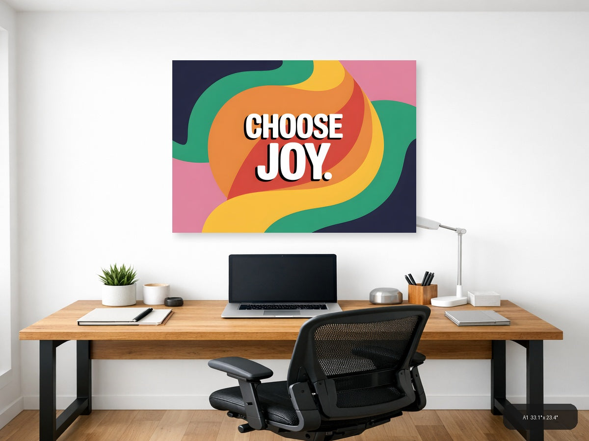 Choose Joy Colorful Abstract Wave Photography Wall Art — A1 / Office