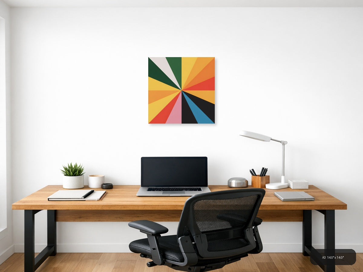 Colorful Sunburst Ray Pattern Photography Wall Art — A3 / Office