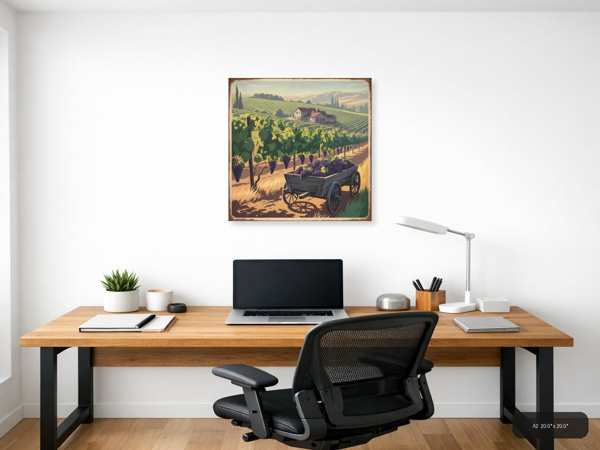 Vintage Vineyard Harvest with Farmhouse Wall Art — A2 / Office