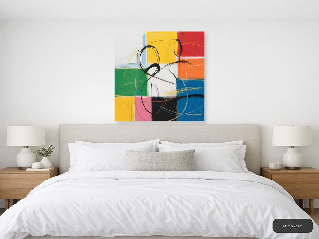 Abstract Colorblock Circles Modern Wall Art — A1 / Bedroom