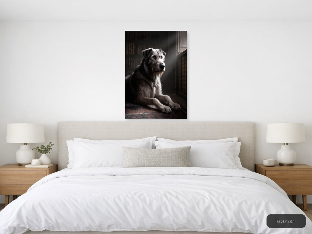 Dignified Dog Portrait in Library - Photography Wall Art — A1 / Bedroom