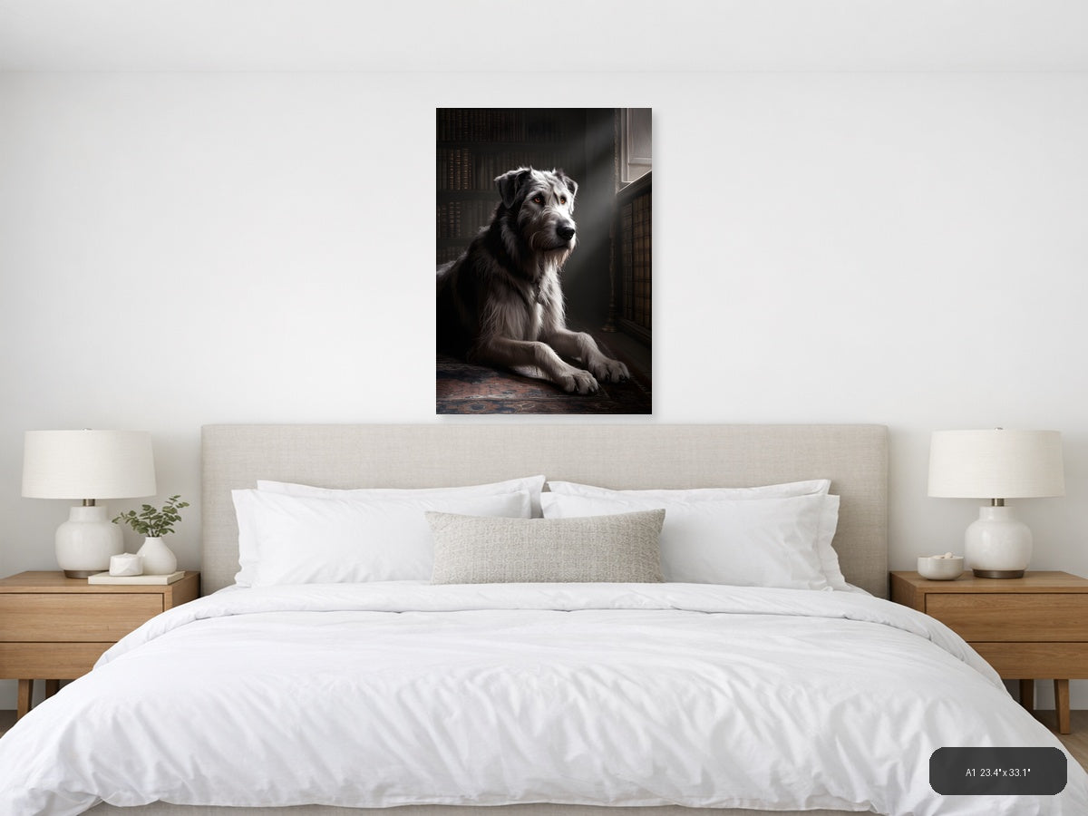 Dignified Dog Portrait in Library - Photography Wall Art — A1 / Bedroom