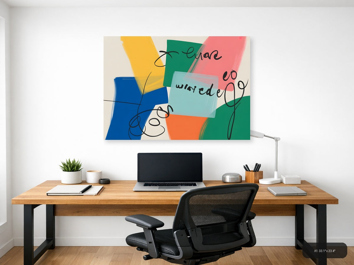 Abstract Colorful Shapes Modern Wall Art Print — A1 / Office
