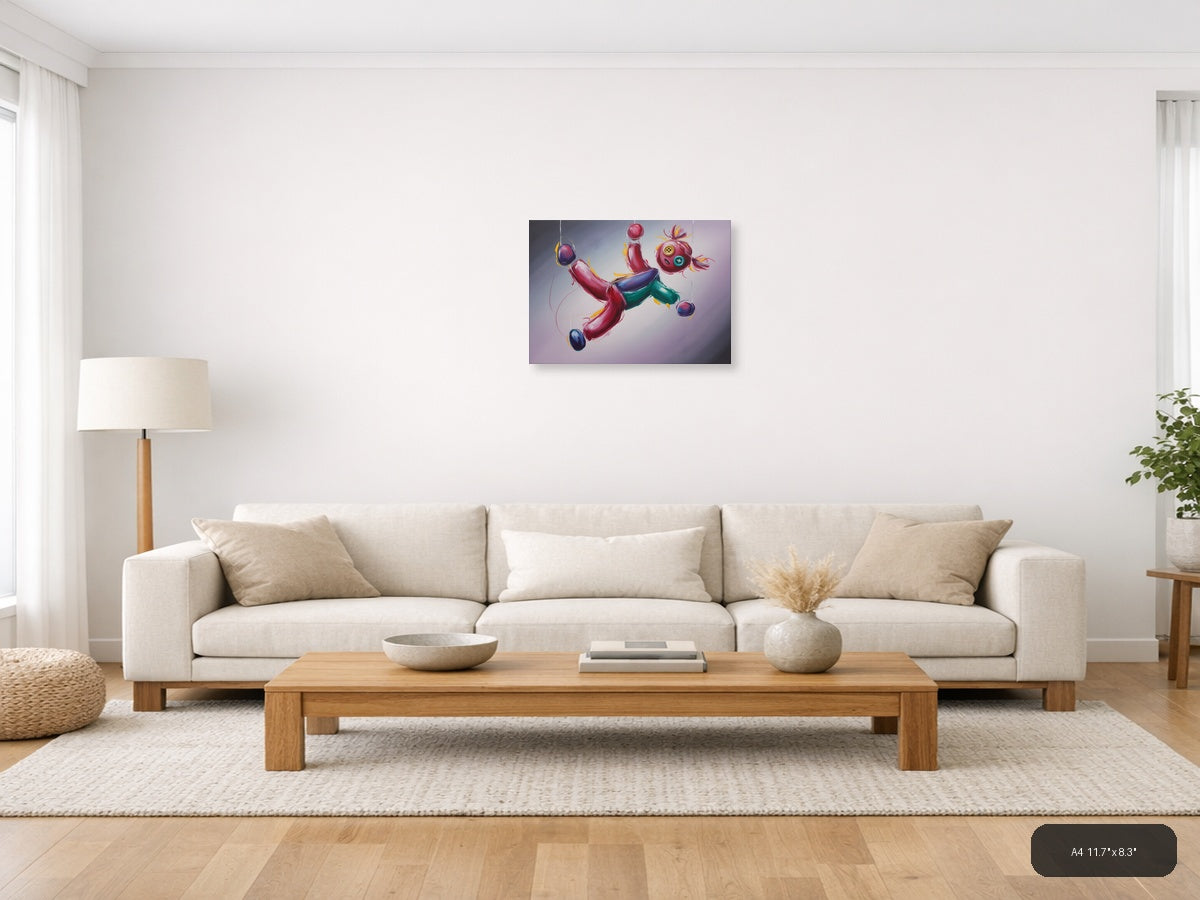 Vibrant Abstract Floating Objects Landscape Wall Art — A4 / Living Room