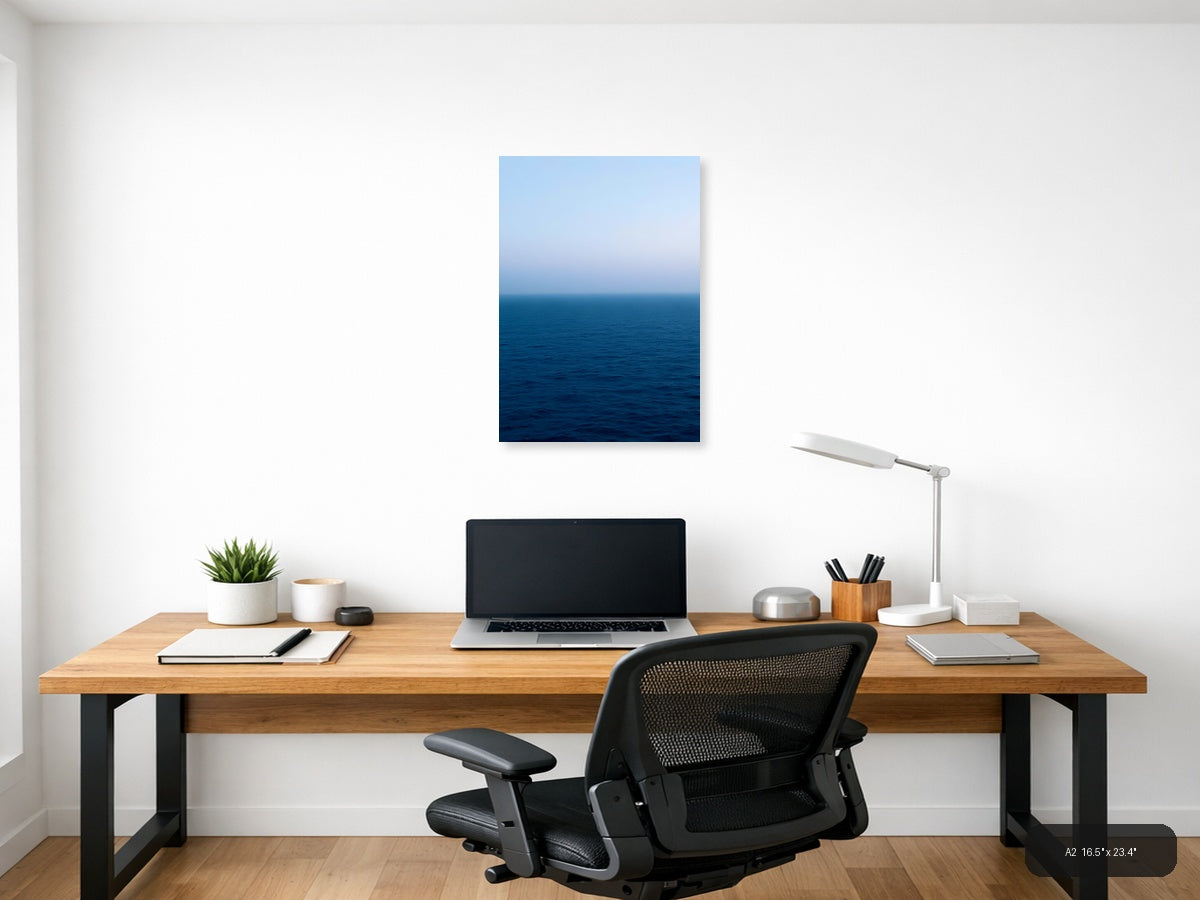 Minimalist Ocean Horizon Blue Gradient Wall Art — A2 / Office
