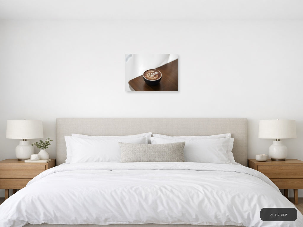 Minimalist Latte Art Coffee Cup Wall Art — A4 / Bedroom