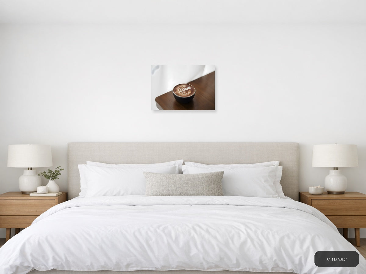 Minimalist Latte Art Coffee Cup Wall Art — A4 / Bedroom