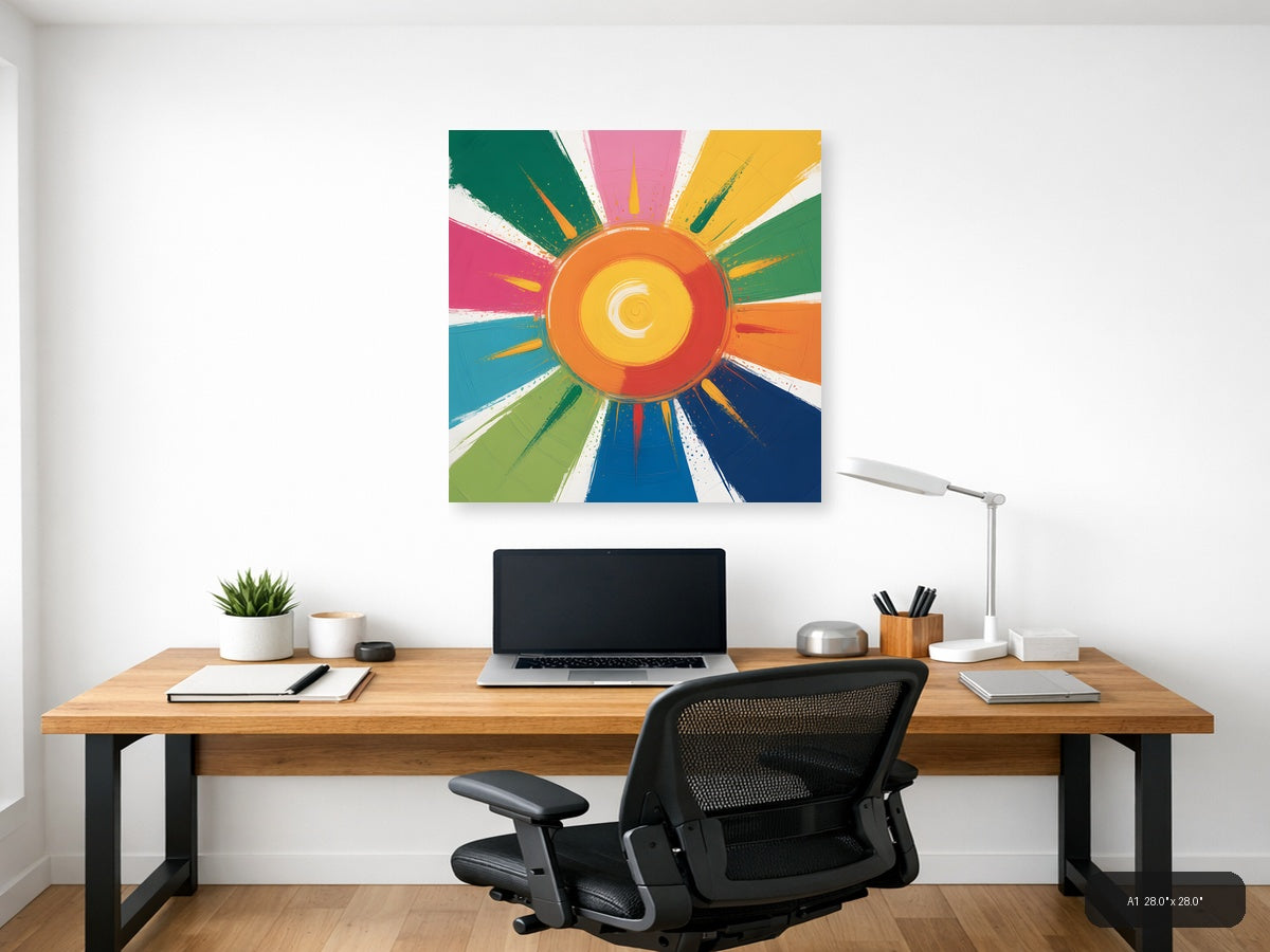 Colorful Abstract Sunburst Circle - Modern Wall Art — A1 / Office
