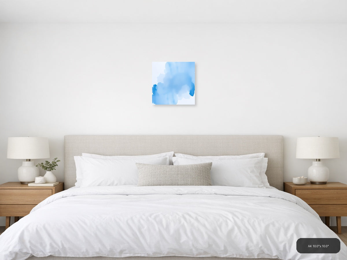 Abstract Blue Watercolor Cloud Formation Wall Art — A4 / Bedroom