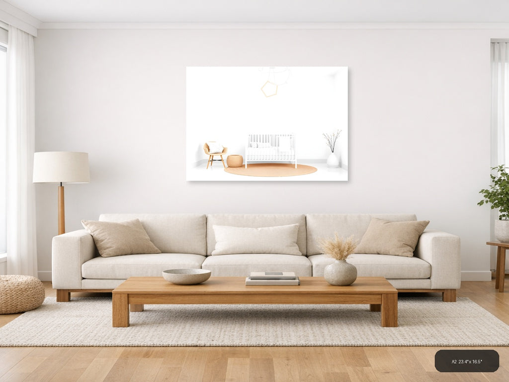 Minimalist Nursery Room Layout Illustration Wall Art — A2 / Living Room