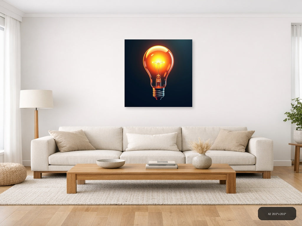 Glowing Lightbulb Abstract Modern Wall Art — A2 / Living Room