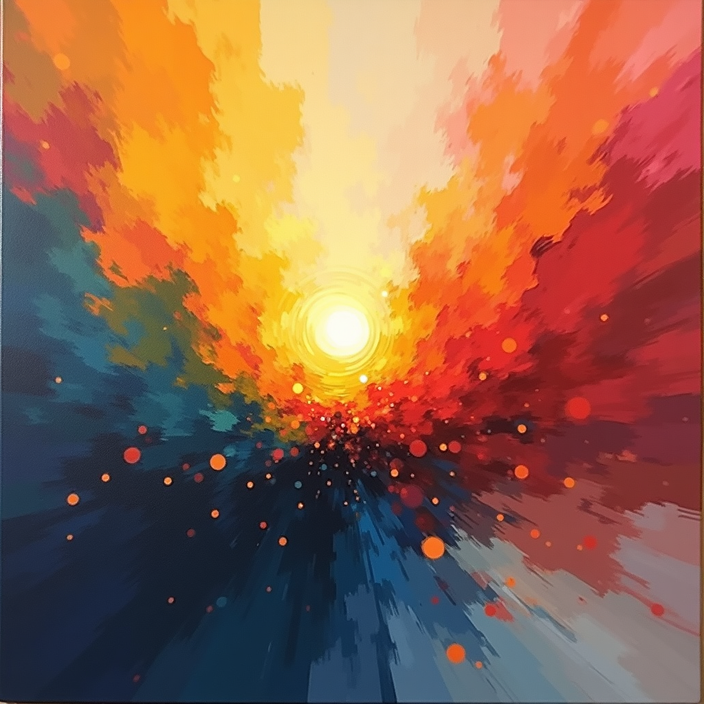 Abstract Radiant Sunset Explosion Orange Red Wall Art