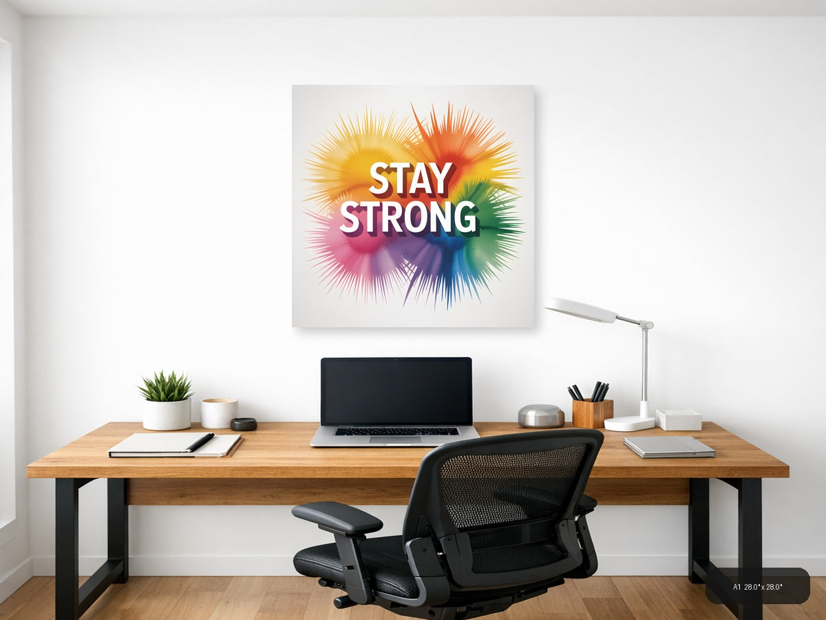 Stay Strong Watercolor Rainbow Burst Wall Art — A1 / Office
