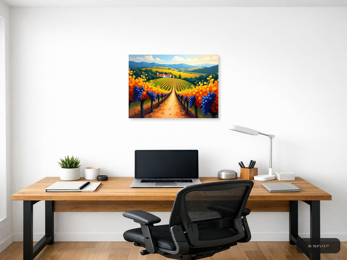 Vineyard Path Landscape Abstract Wall Art — A3 / Office