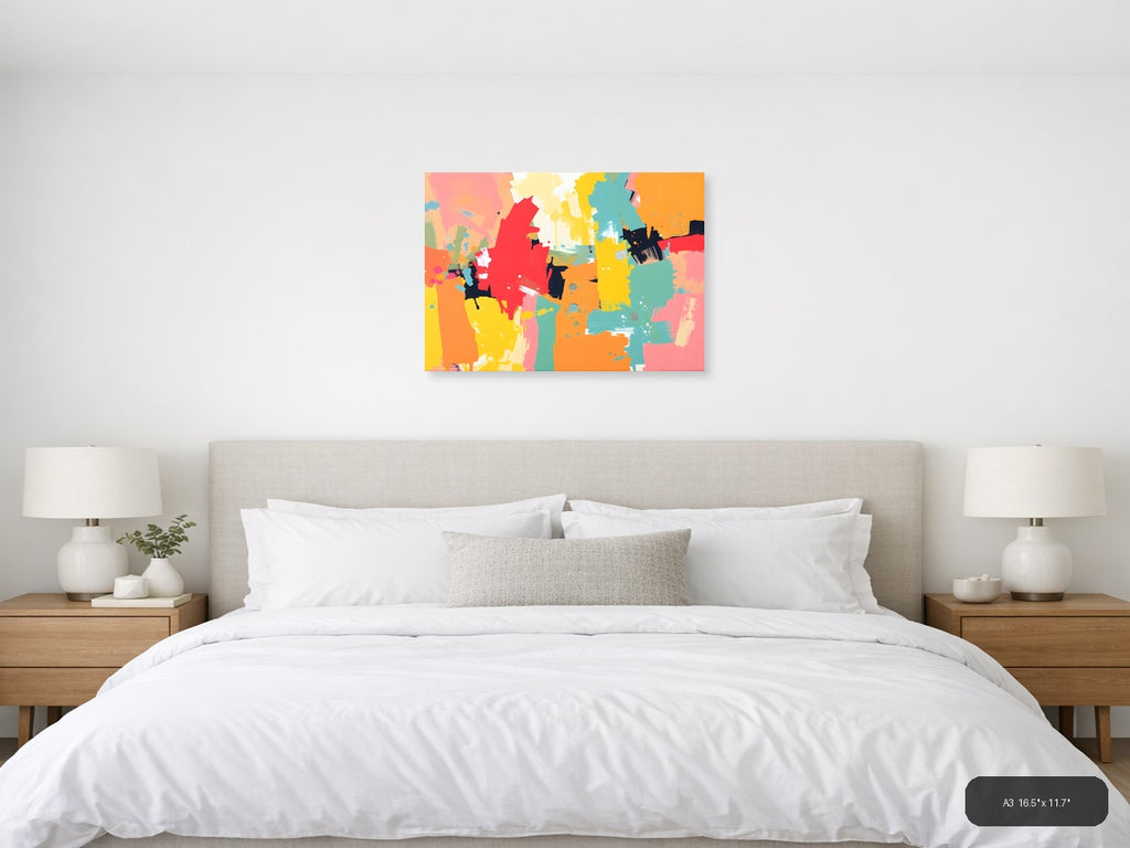 Vibrant Abstract Splatter Art | Colorful Wall Art — A3 / Bedroom