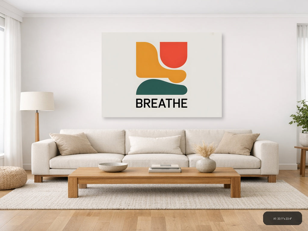Minimalist Breathe Abstract Shapes Landscape Wall Art — A1 / Living Room