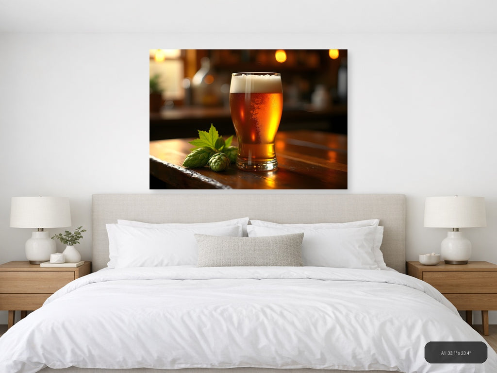 Craft Beer with Hops Photography Wall Art — A1 / Bedroom